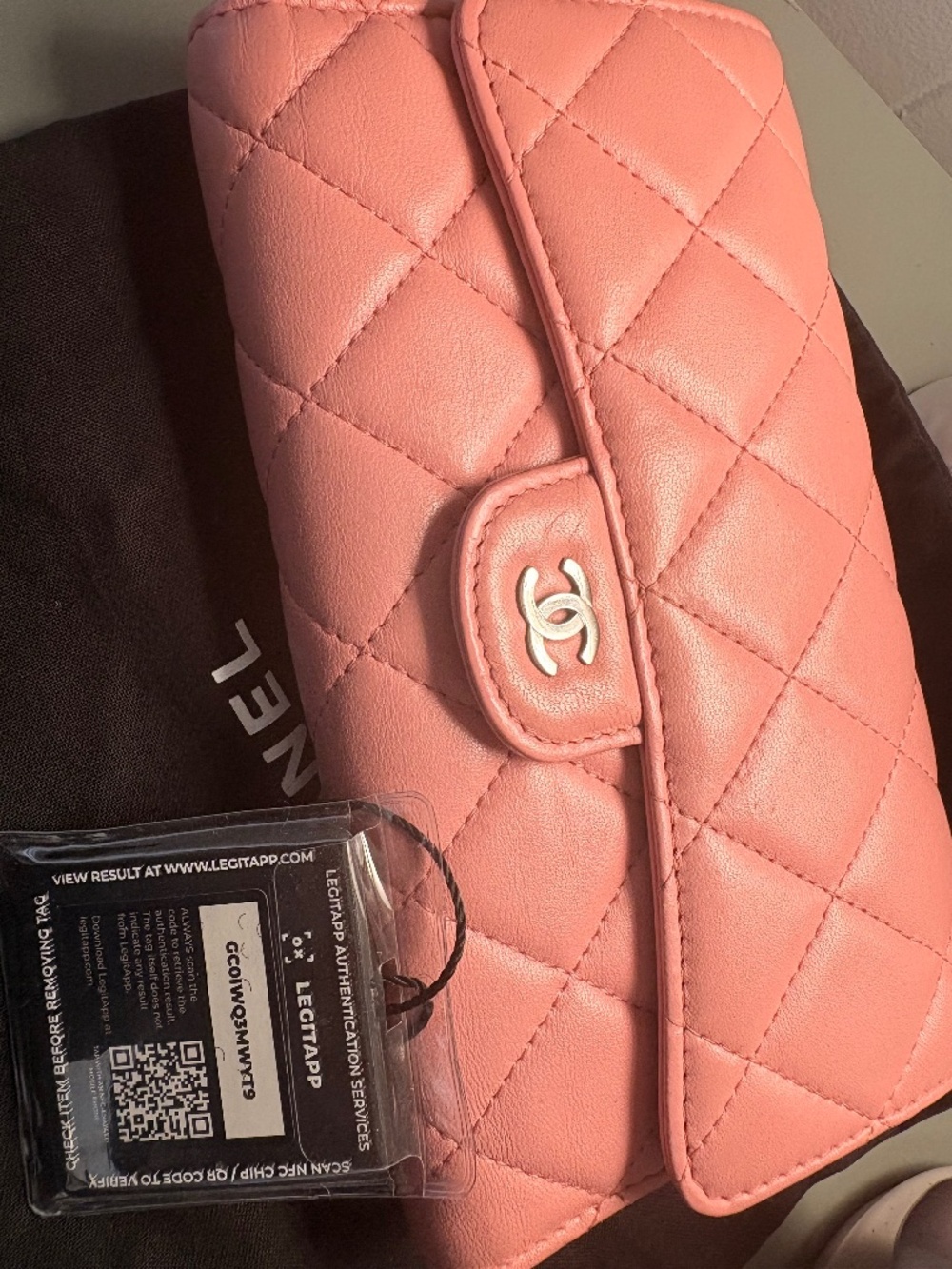 Chanel Quilted Lambskin Long Flap Wallet With Chain